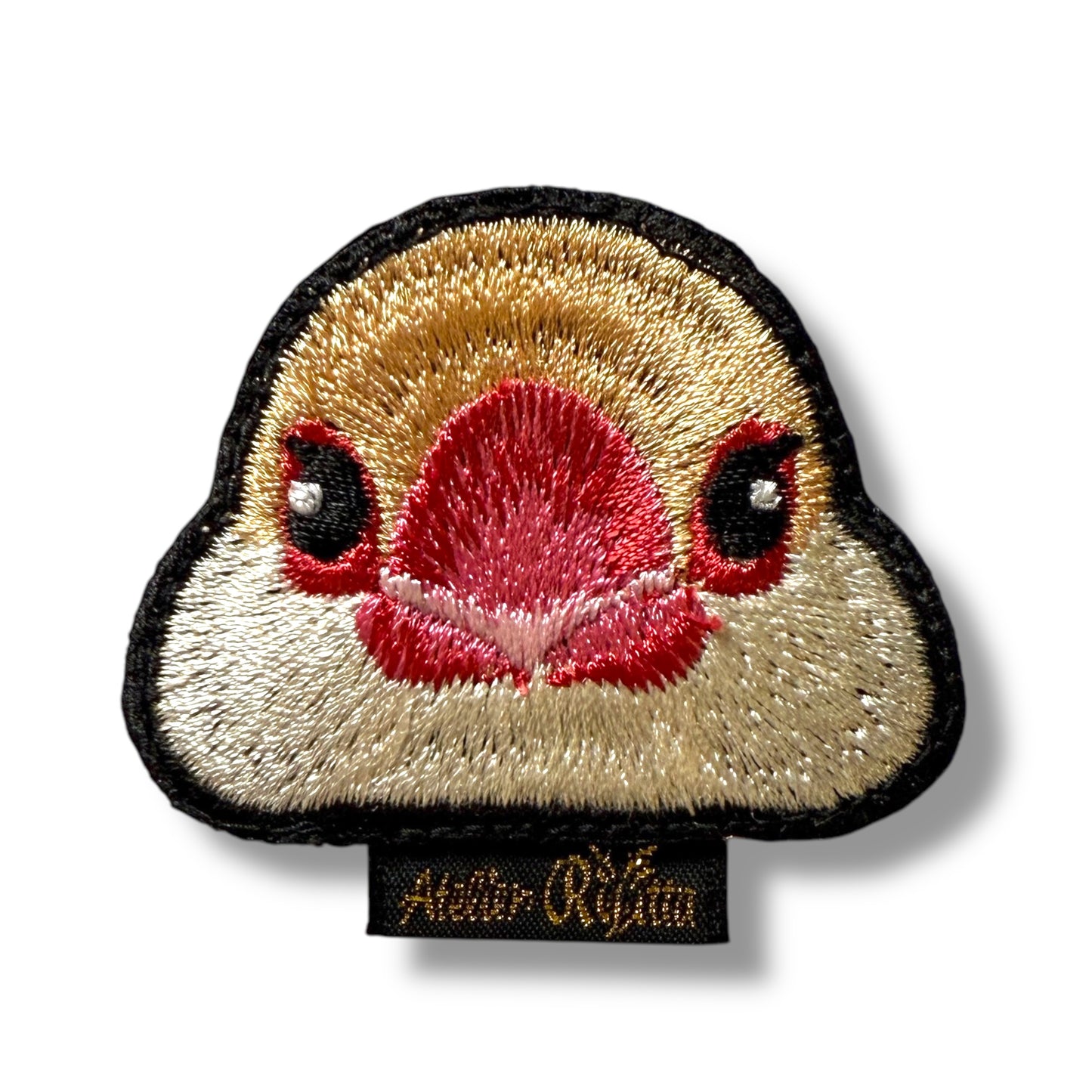 文鳥の証明写真刺繍ワッペン