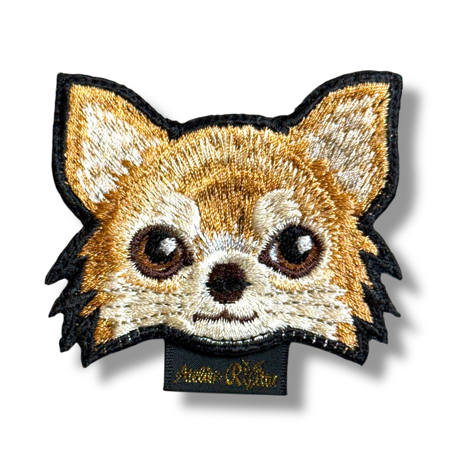 ロングコートチワワの刺繍ワッペン