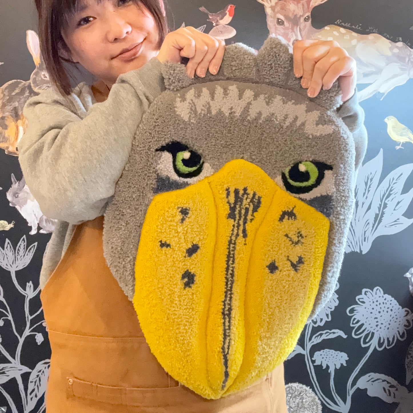 ハシビロコウのタフティングラグ