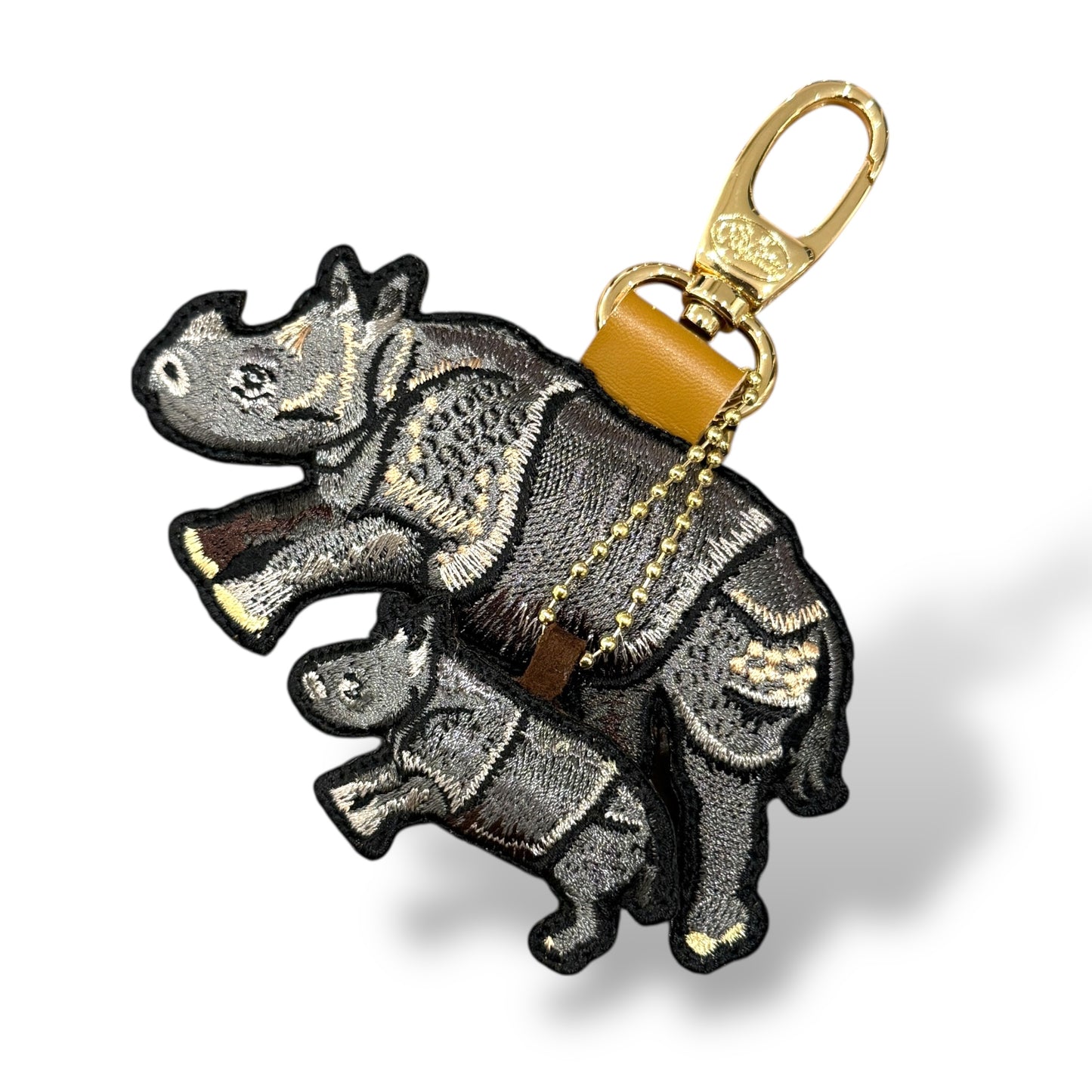 インドサイの刺繍ワッペン