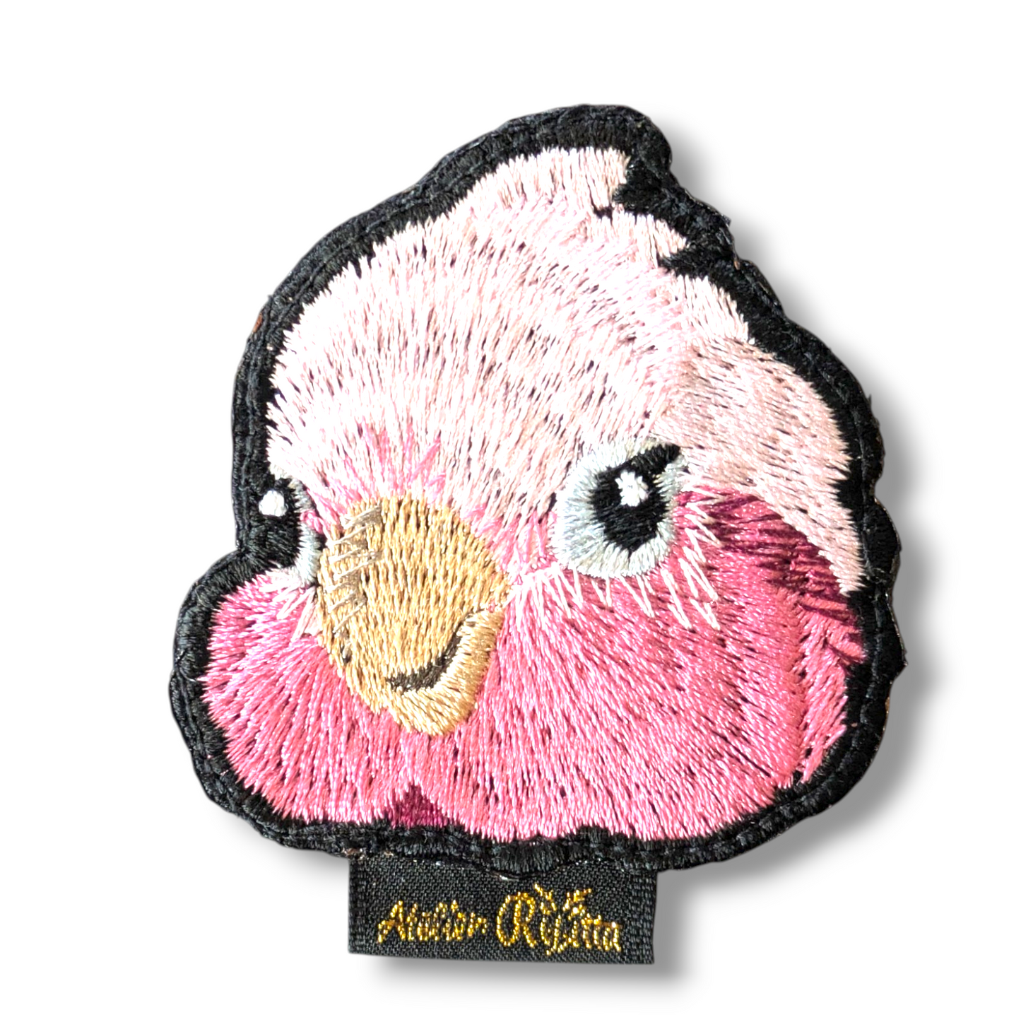 モモイロインコの証明写真刺繍ワッペン
