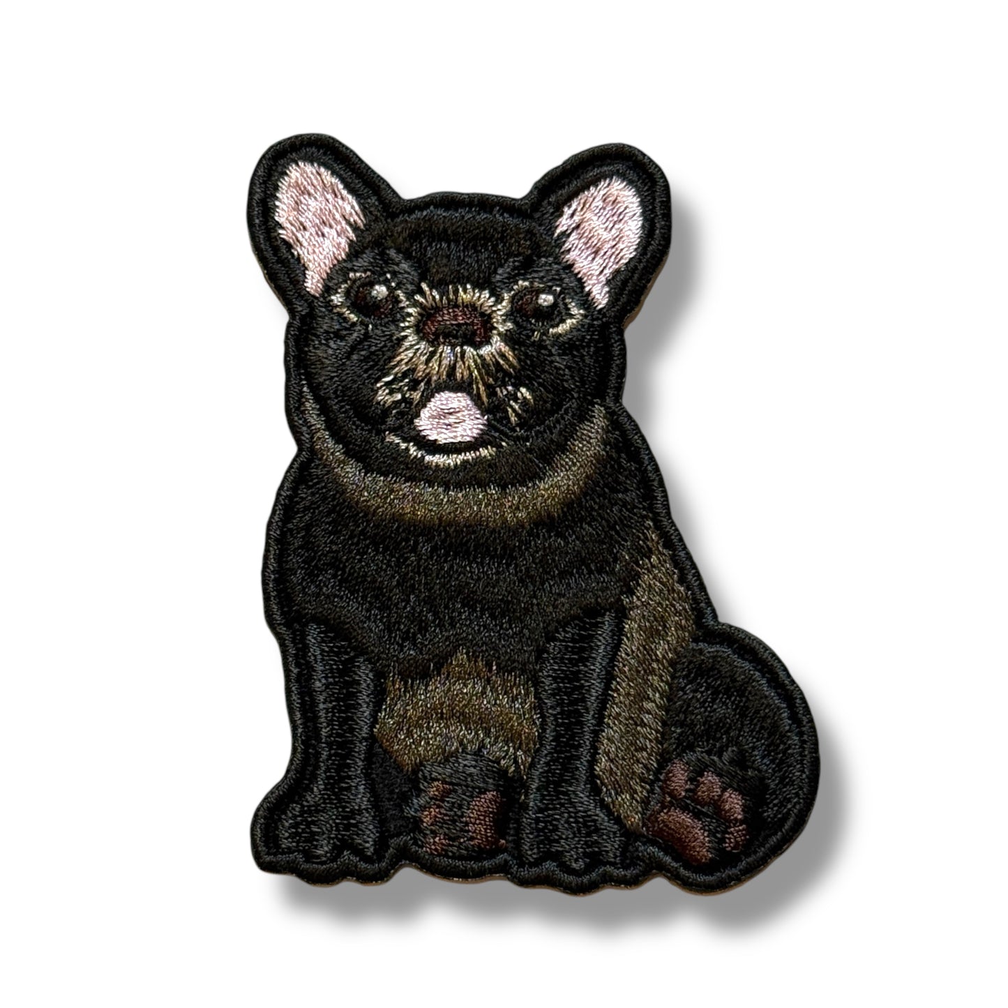 おすわりフレンチブルドッグの刺繍ワッペン