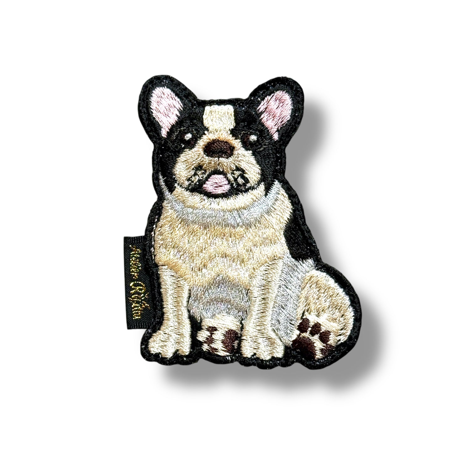 おすわりフレンチブルドッグの刺繍ワッペン