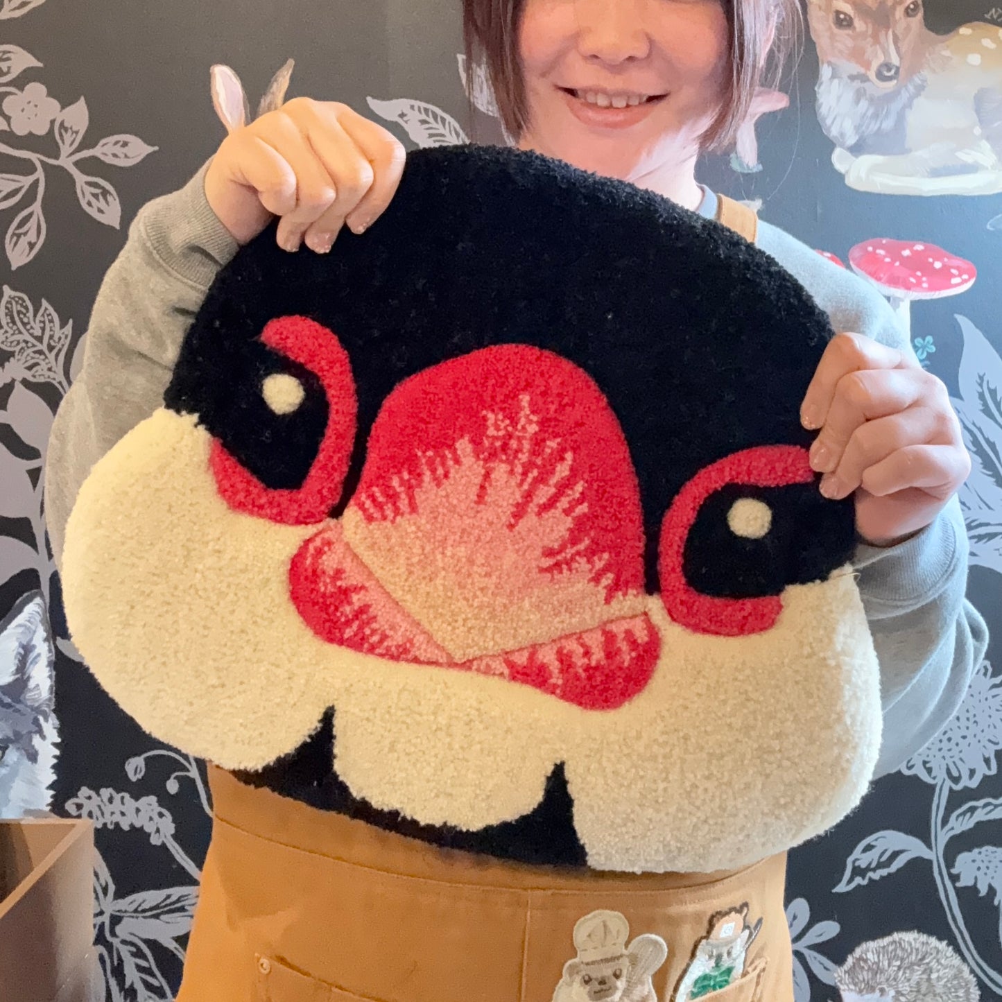 文鳥のタフティングラグ