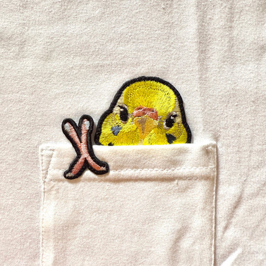 セキセイインコのビッグシルエットTシャツ(ホワイト)
