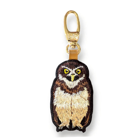 メガネフクロウの刺繍ワッペン