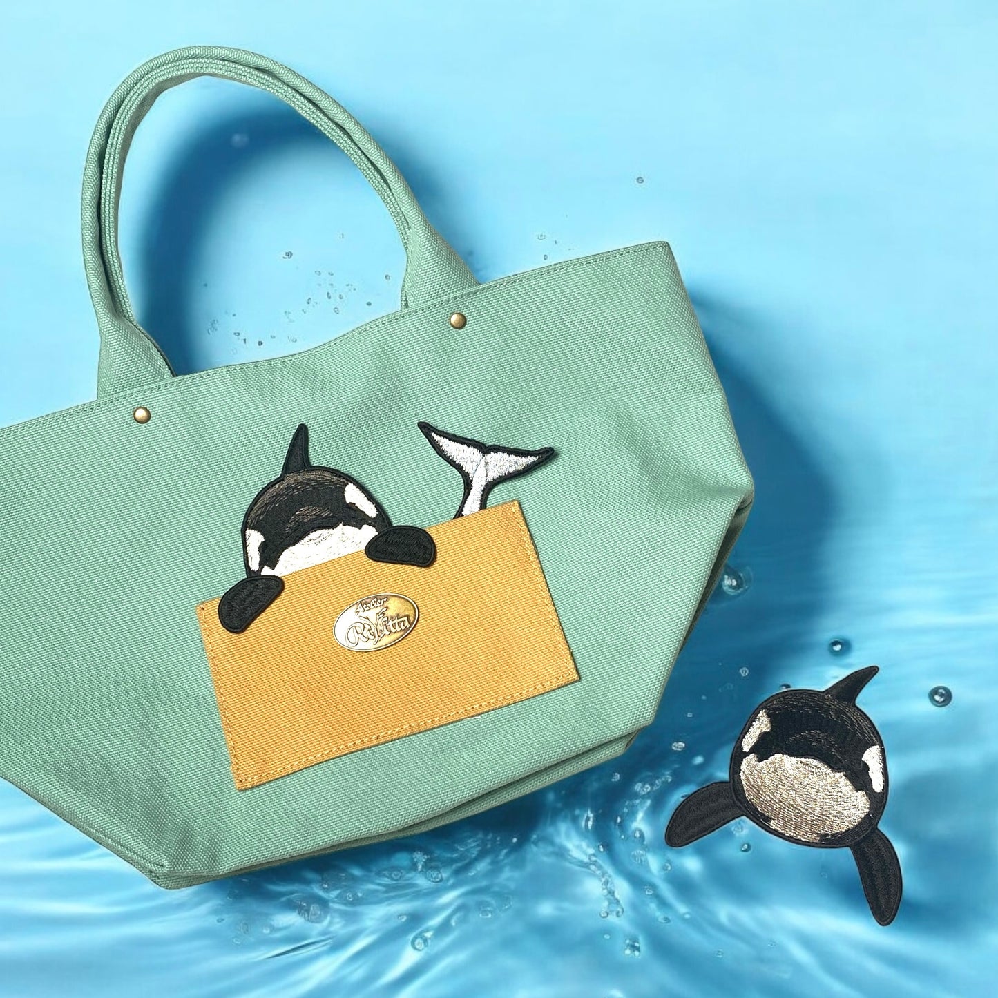 シャチの証明写真刺繍ワッペン