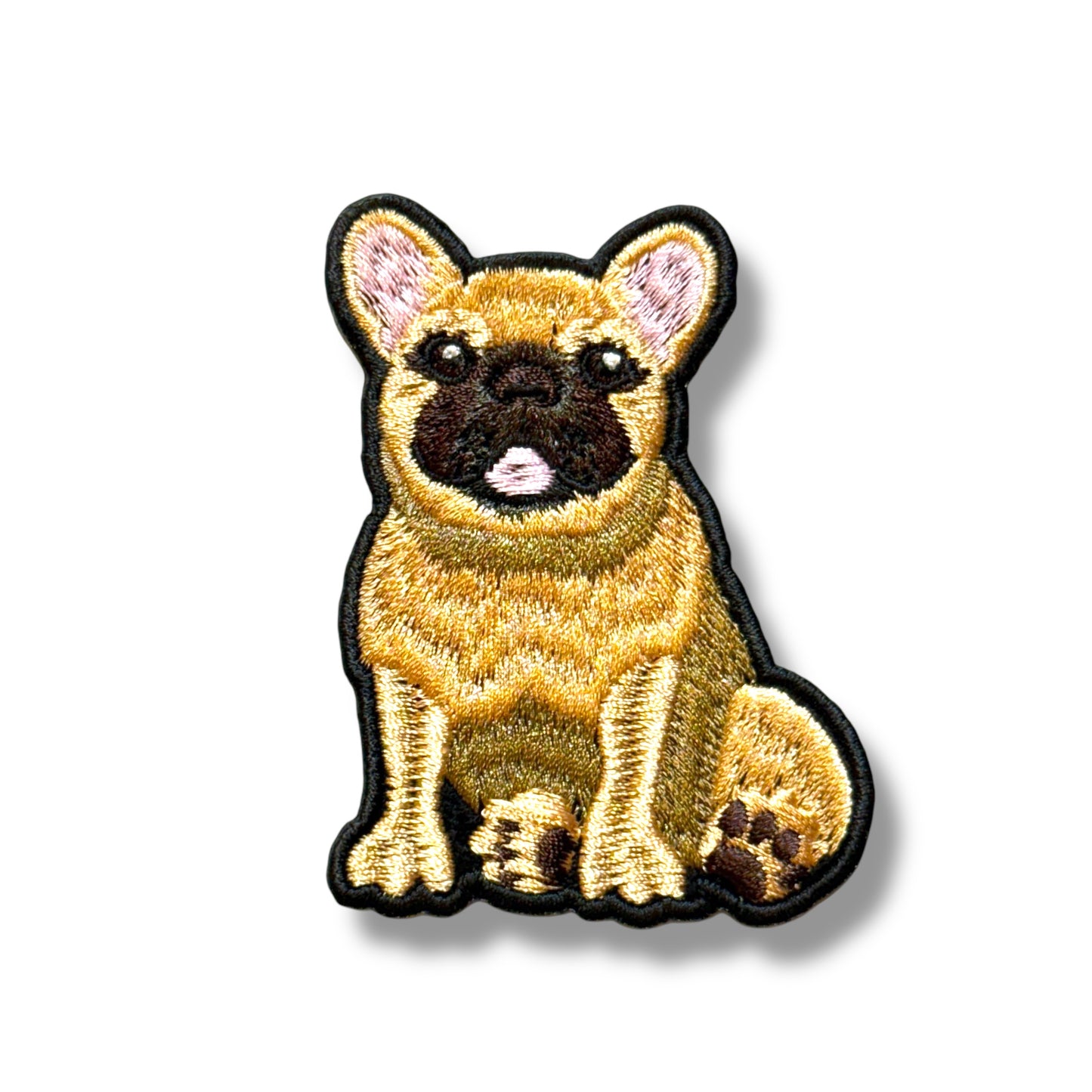 おすわりフレンチブルドッグの刺繍ワッペン