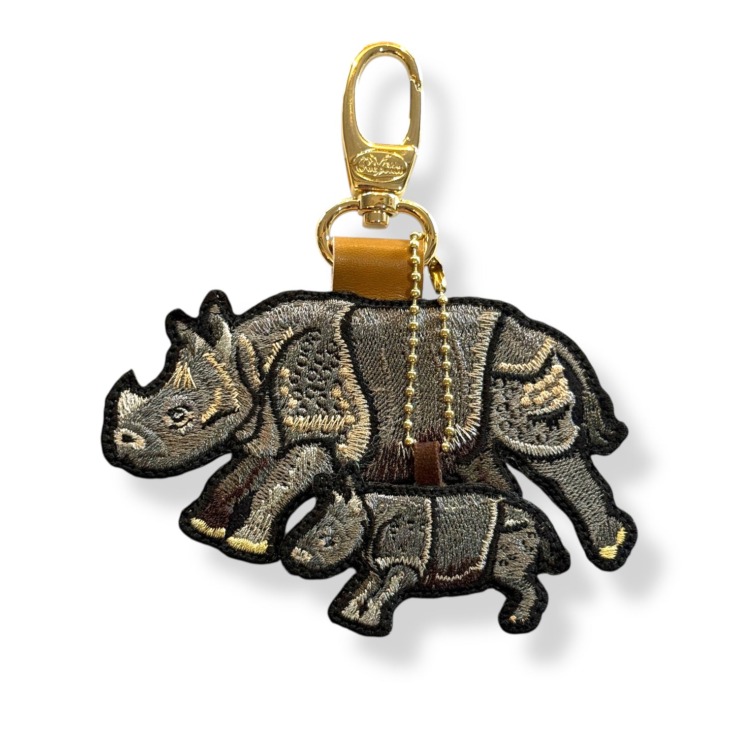 インドサイの刺繍ワッペン