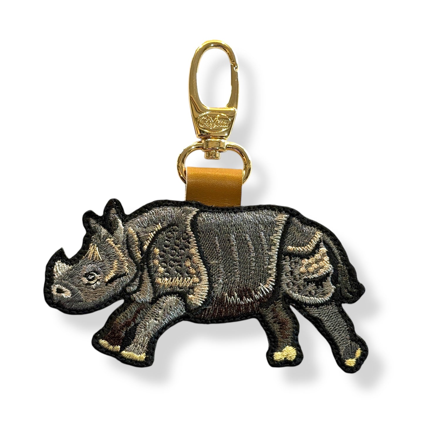 インドサイの刺繍ワッペン