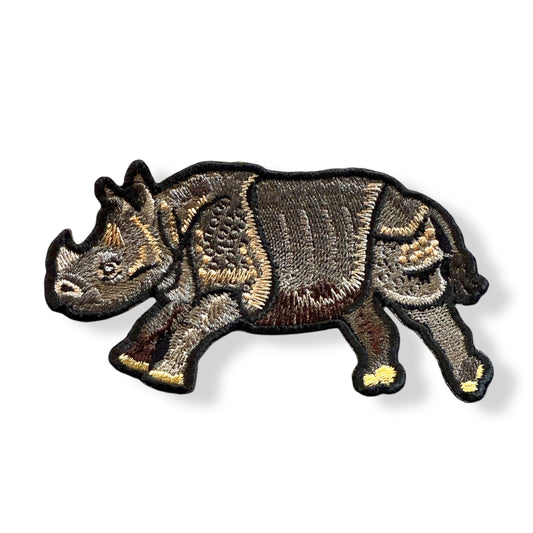 インドサイの刺繍ワッペン