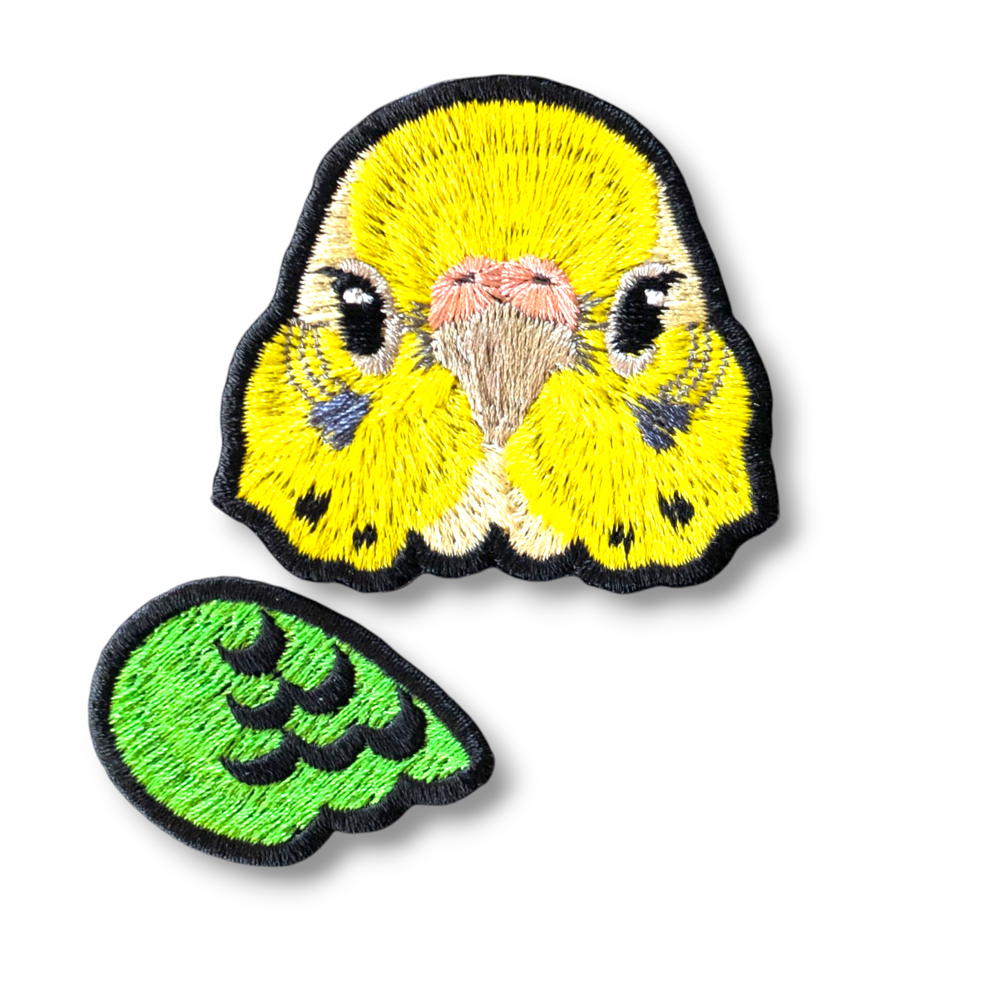 セキセイインコの証明写真刺繍ワッペン（イエロー♀）