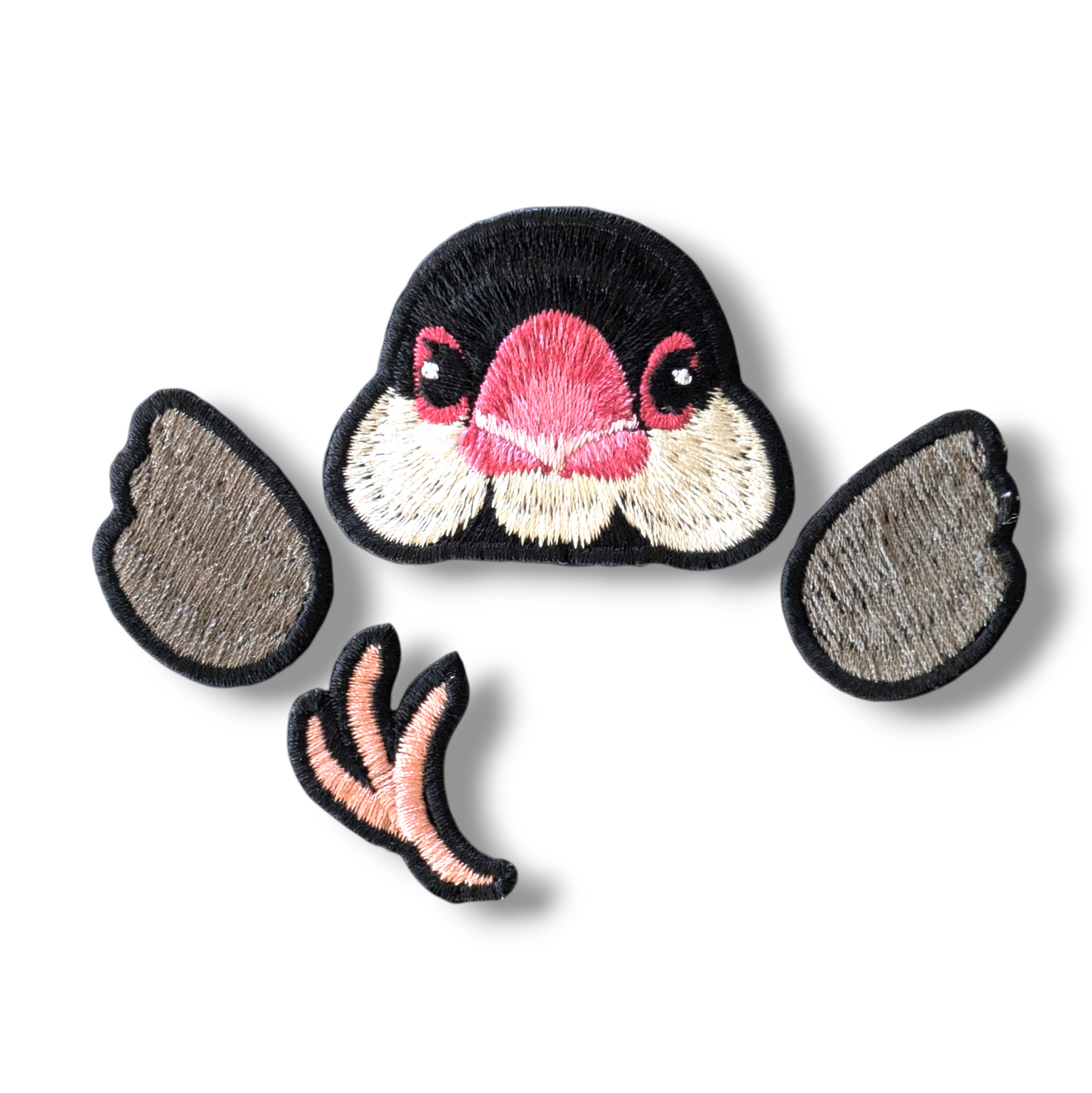 文鳥の証明写真刺繍ワッペン
