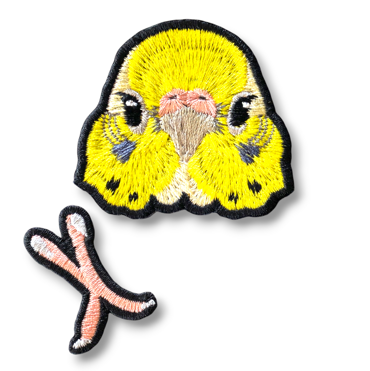 セキセイインコの証明写真刺繍ワッペン（イエロー♀）