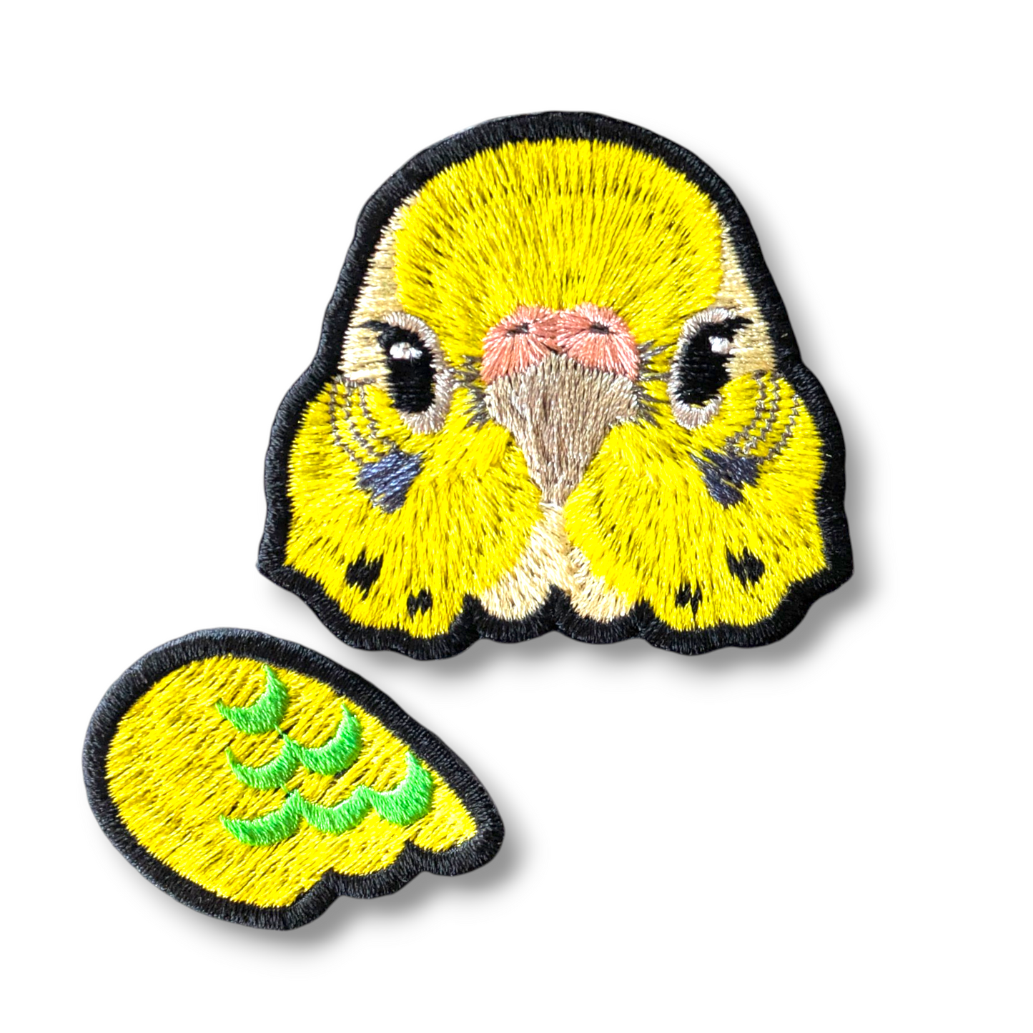 セキセイインコの証明写真刺繍ワッペン（イエロー♀）