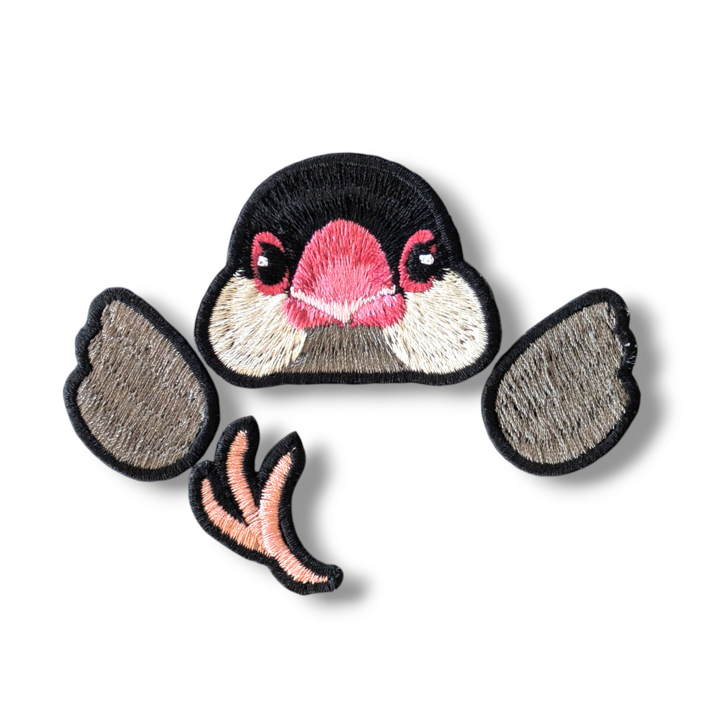 文鳥の証明写真刺繍ワッペン