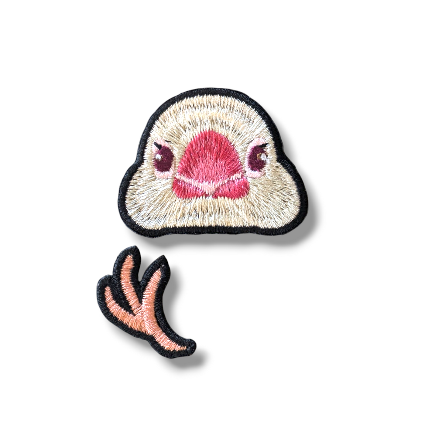 文鳥の証明写真刺繍ワッペン