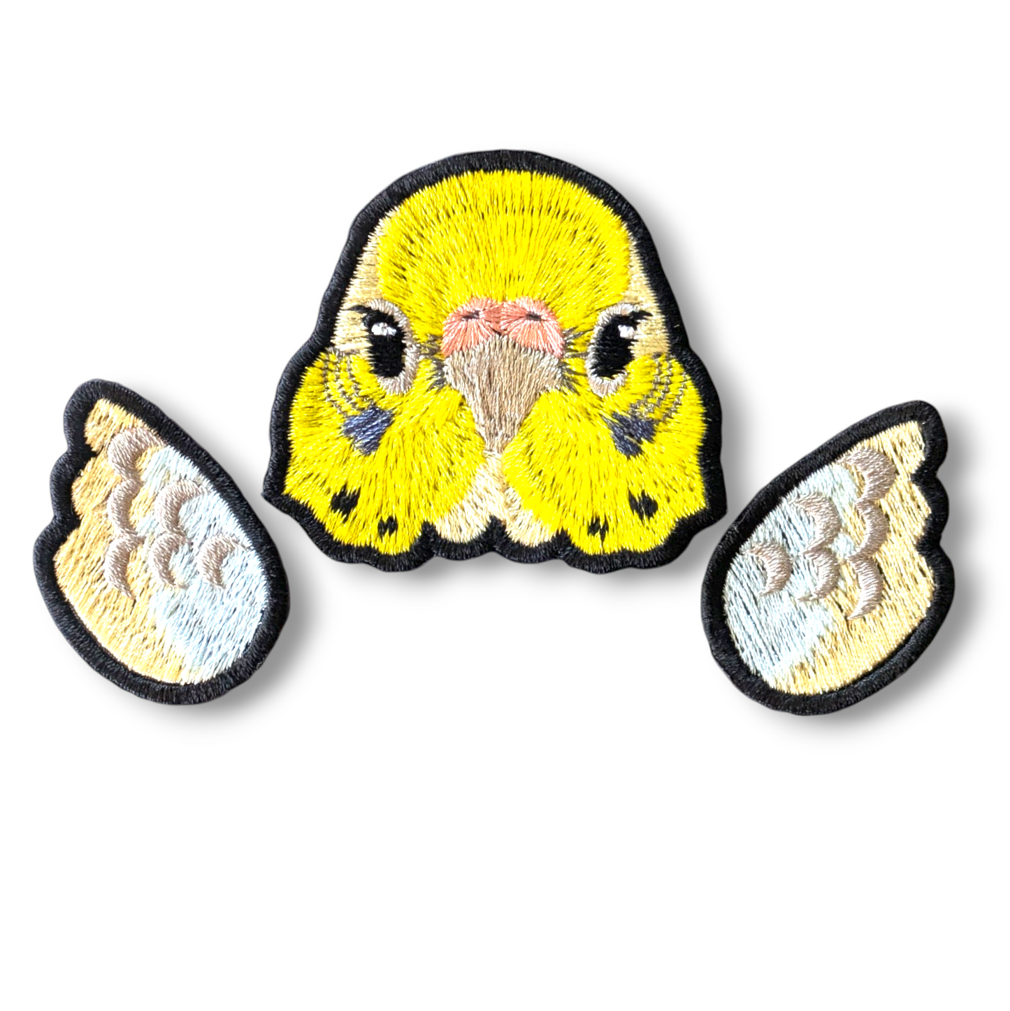 セキセイインコの証明写真刺繍ワッペン（イエロー♀）
