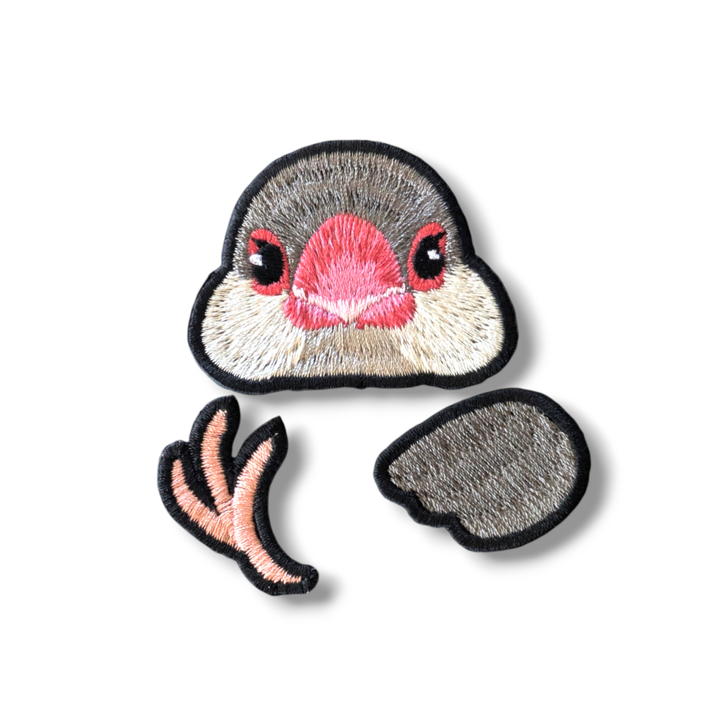 文鳥の証明写真刺繍ワッペン