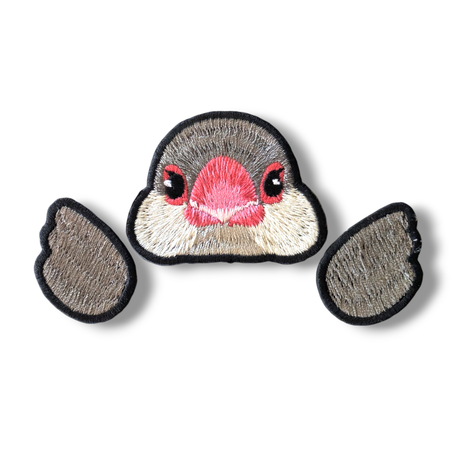 文鳥の証明写真刺繍ワッペン