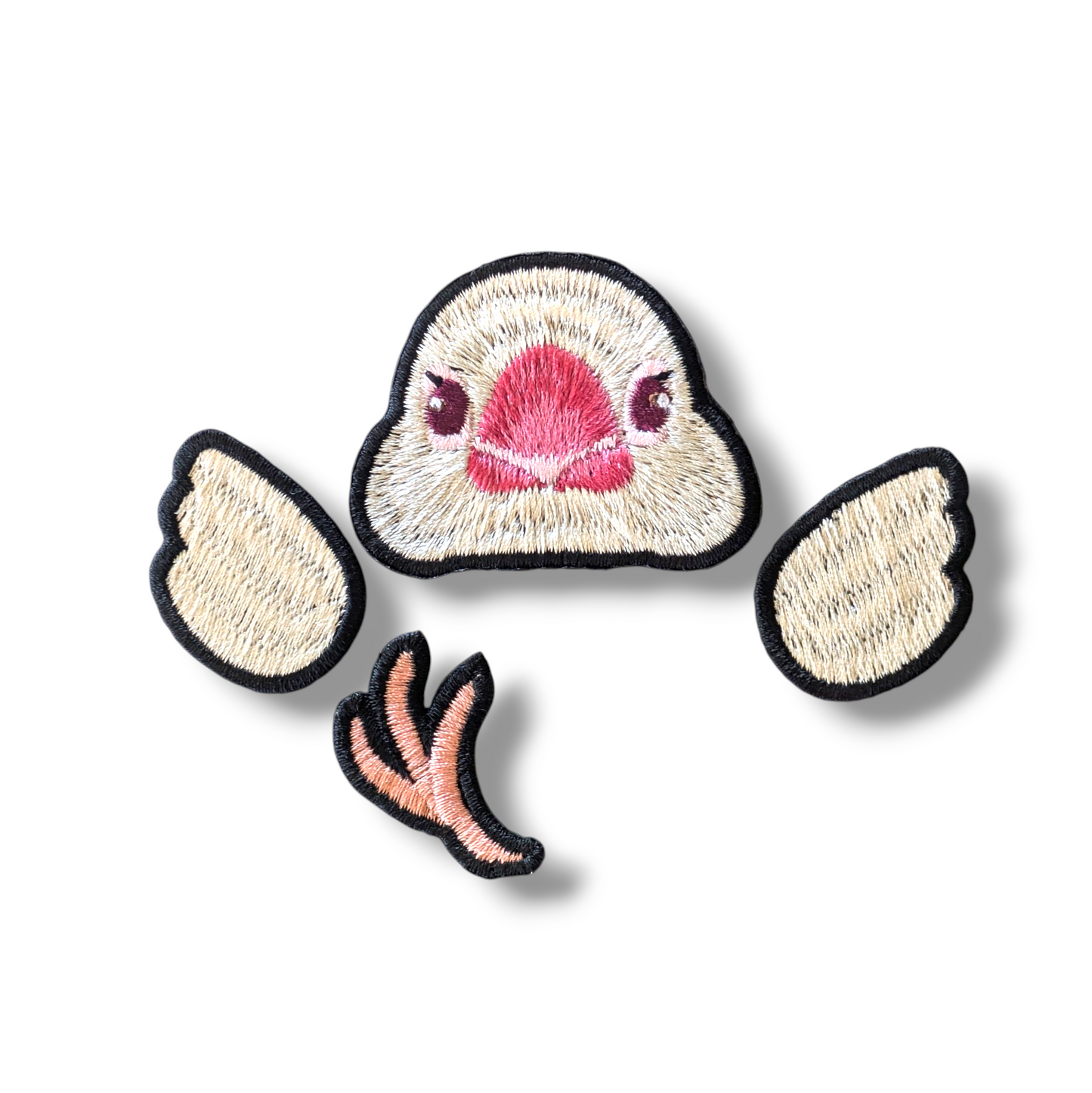文鳥の証明写真刺繍ワッペン