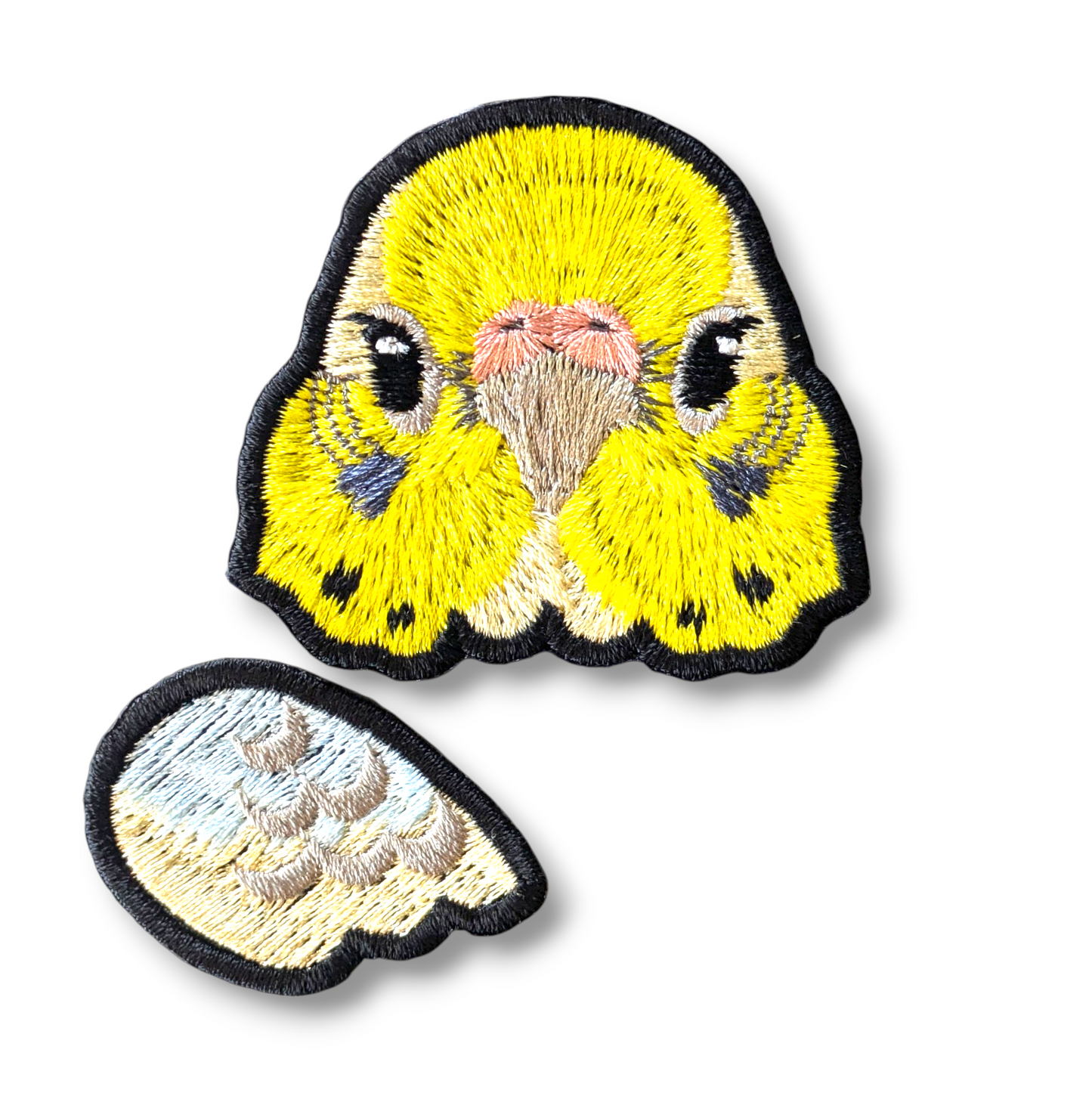 セキセイインコの証明写真刺繍ワッペン（イエロー♀）