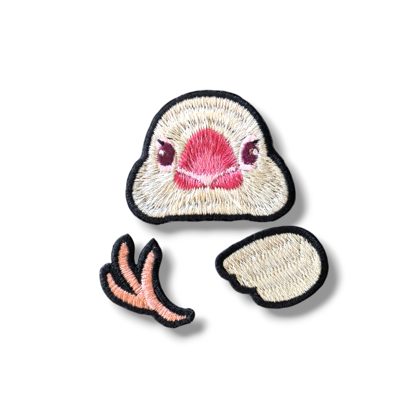 文鳥の証明写真刺繍ワッペン