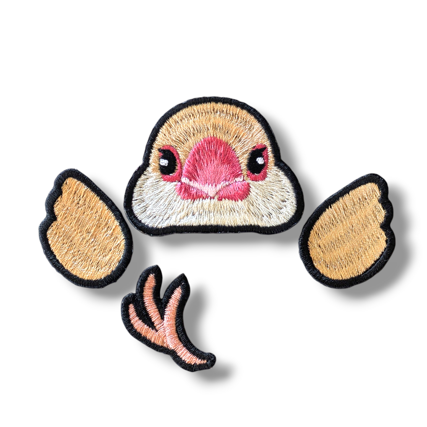 文鳥の証明写真刺繍ワッペン