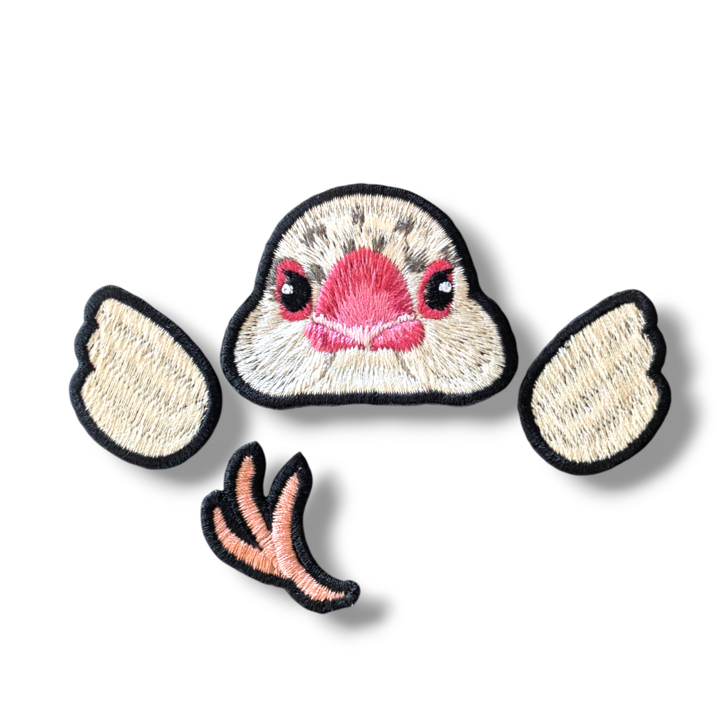 文鳥の証明写真刺繍ワッペン