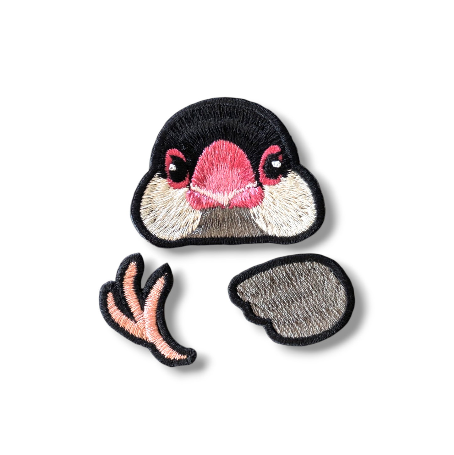 文鳥の証明写真刺繍ワッペン