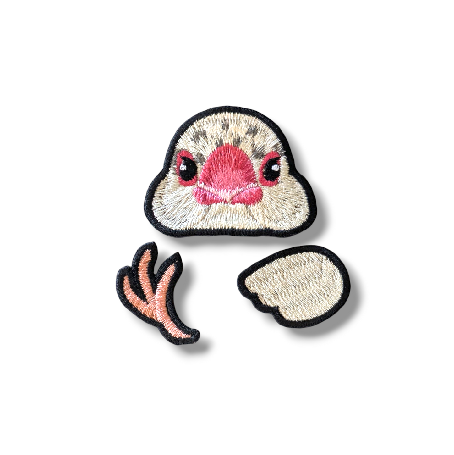 文鳥の証明写真刺繍ワッペン
