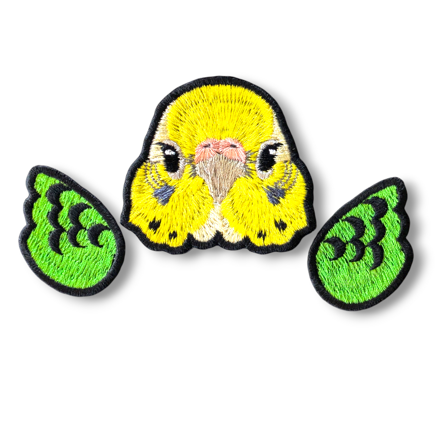 セキセイインコの証明写真刺繍ワッペン（イエロー♀）