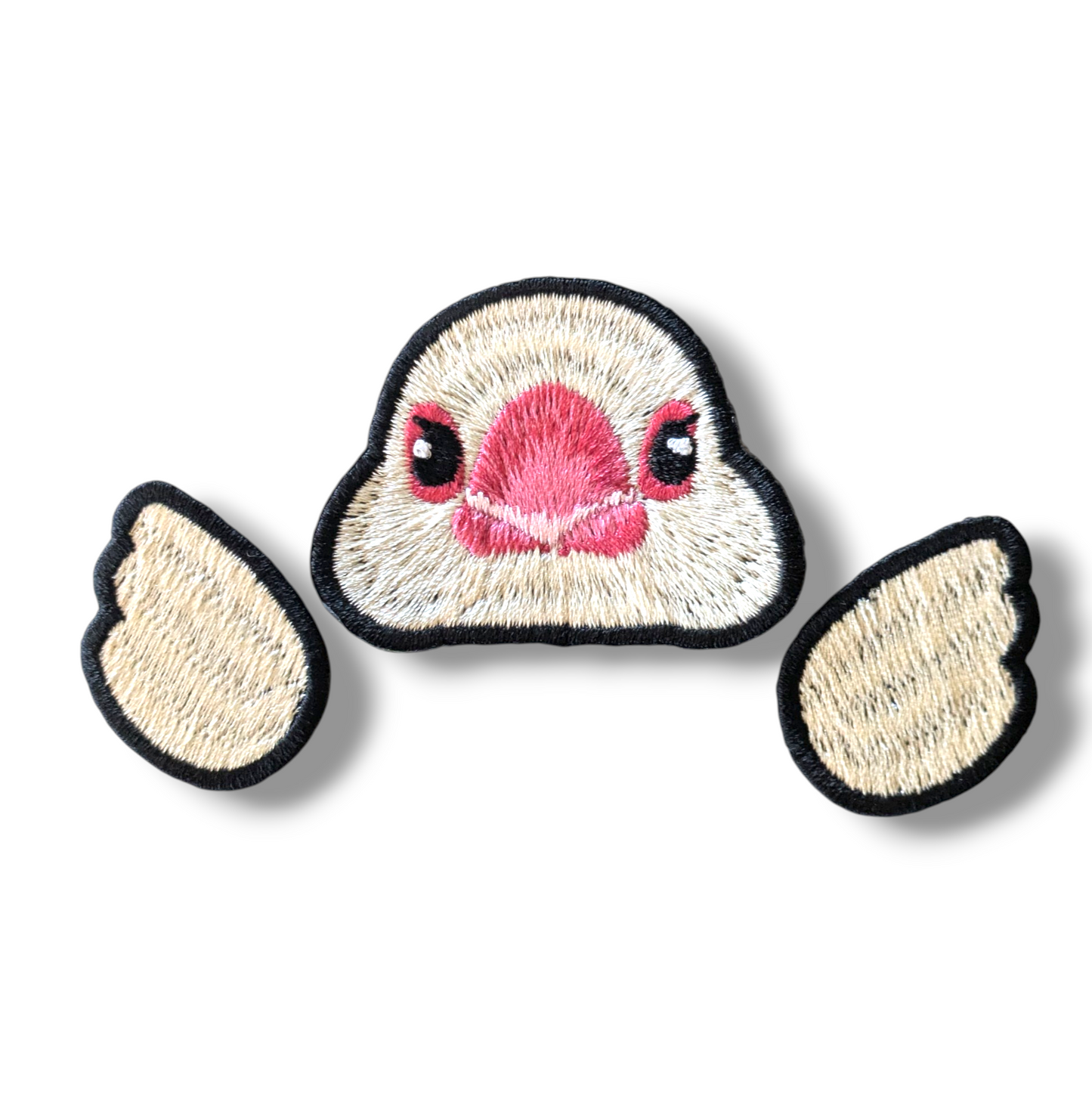文鳥の証明写真刺繍ワッペン