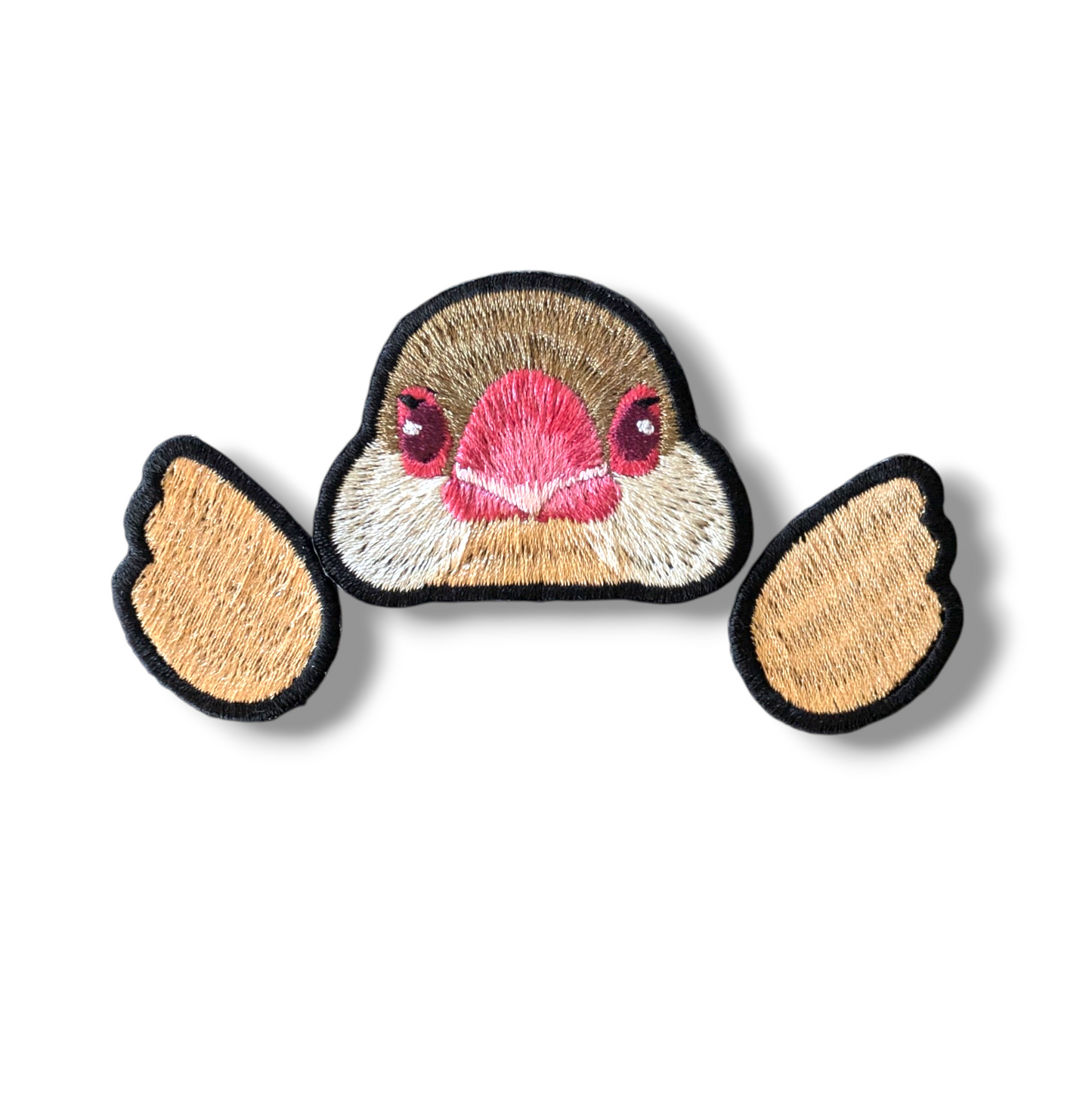 文鳥の証明写真刺繍ワッペン