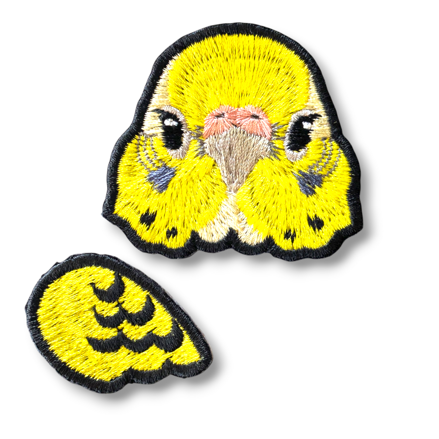 セキセイインコの証明写真刺繍ワッペン（イエロー♀）