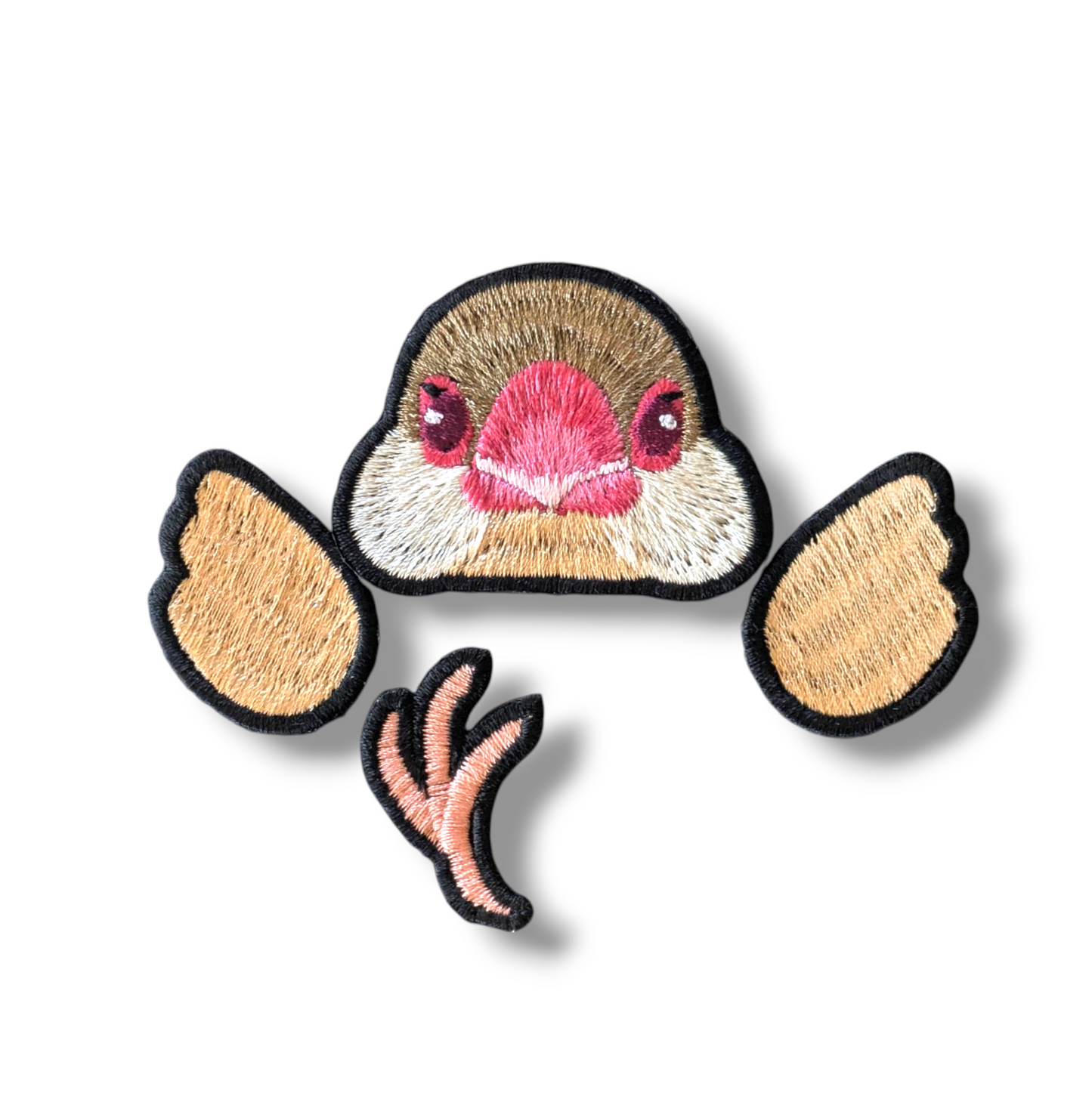 文鳥の証明写真刺繍ワッペン