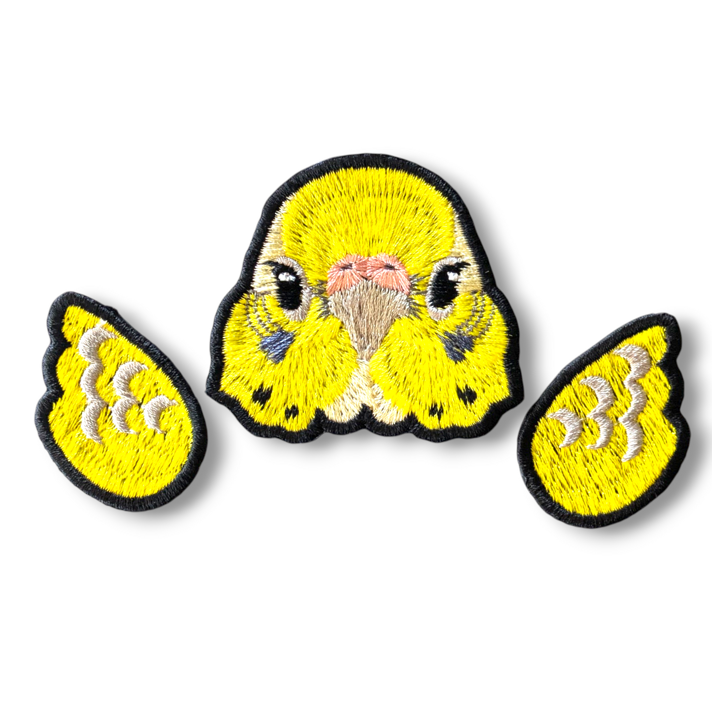 セキセイインコの証明写真刺繍ワッペン（イエロー♀）