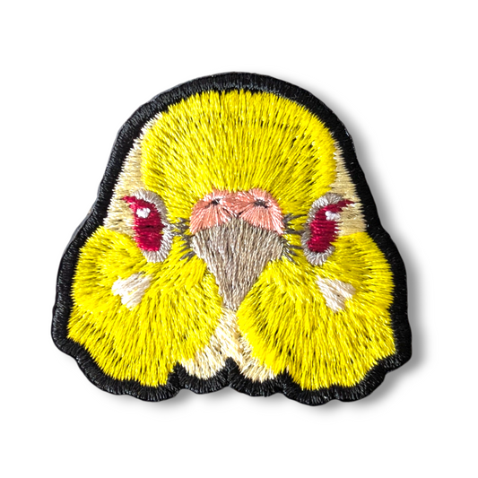 セキセイインコの証明写真刺繍ワッペン（ルチノー）
