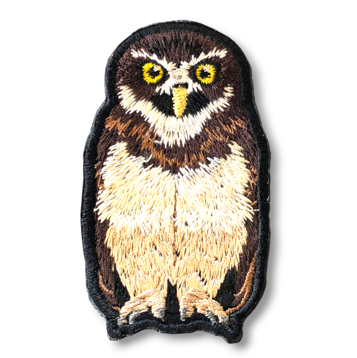 メガネフクロウの刺繍ワッペン