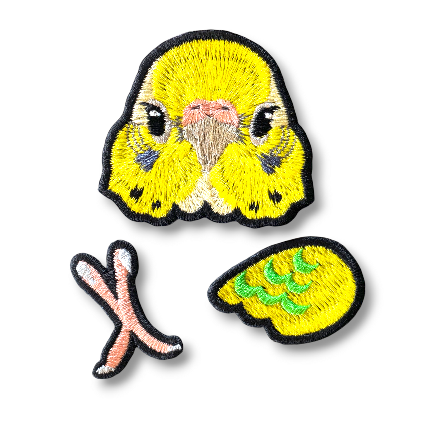 セキセイインコの証明写真刺繍ワッペン（イエロー♀）