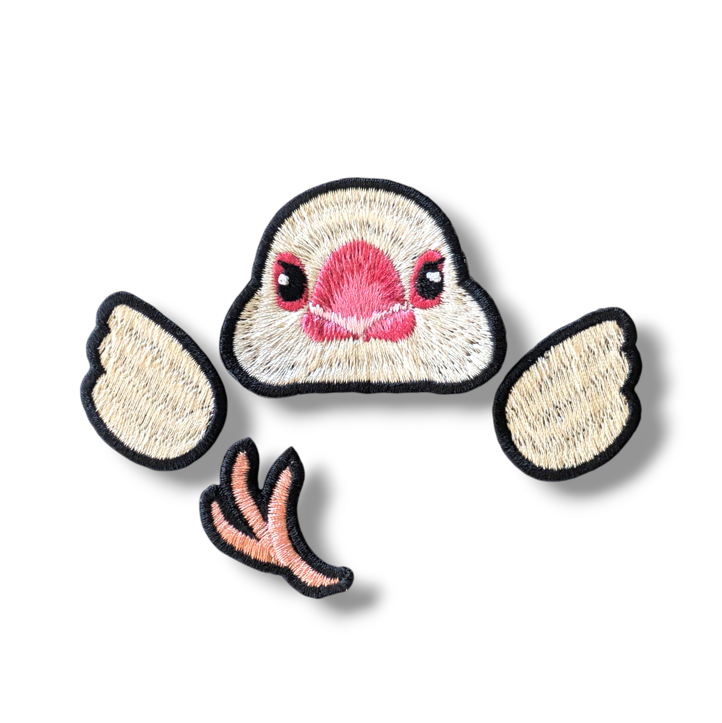 文鳥の証明写真刺繍ワッペン