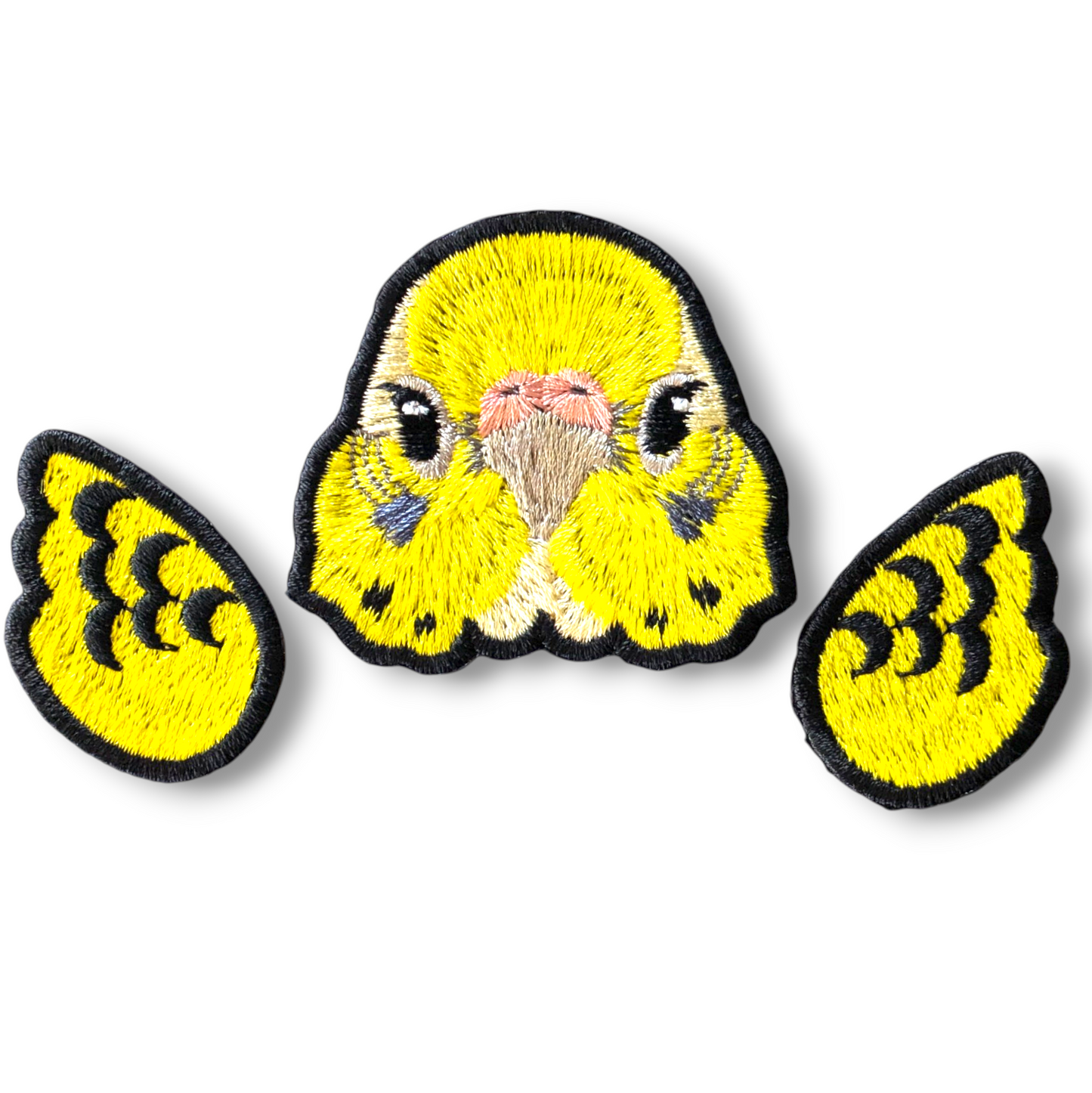 セキセイインコの証明写真刺繍ワッペン（イエロー♀）