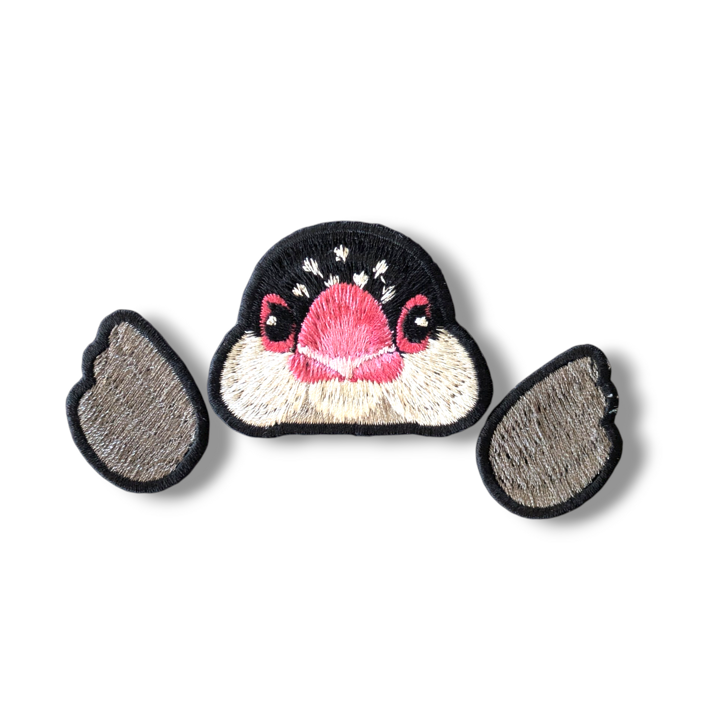 文鳥の証明写真刺繍ワッペン