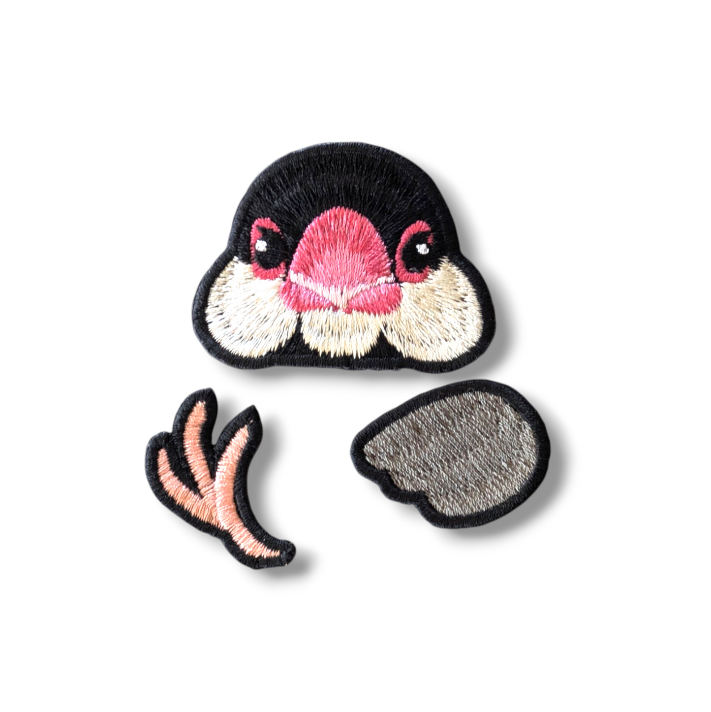 文鳥の証明写真刺繍ワッペン