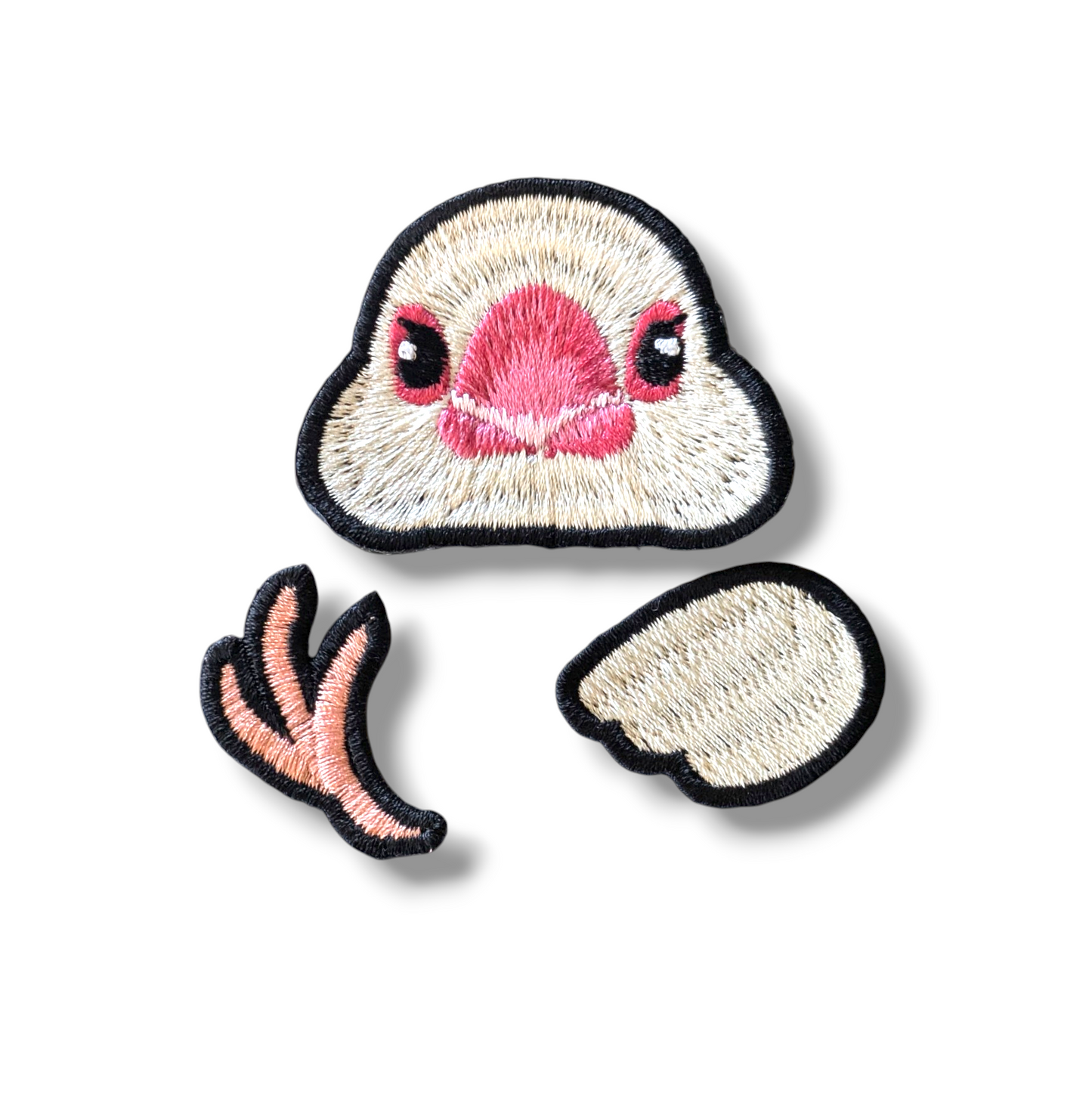 文鳥の証明写真刺繍ワッペン