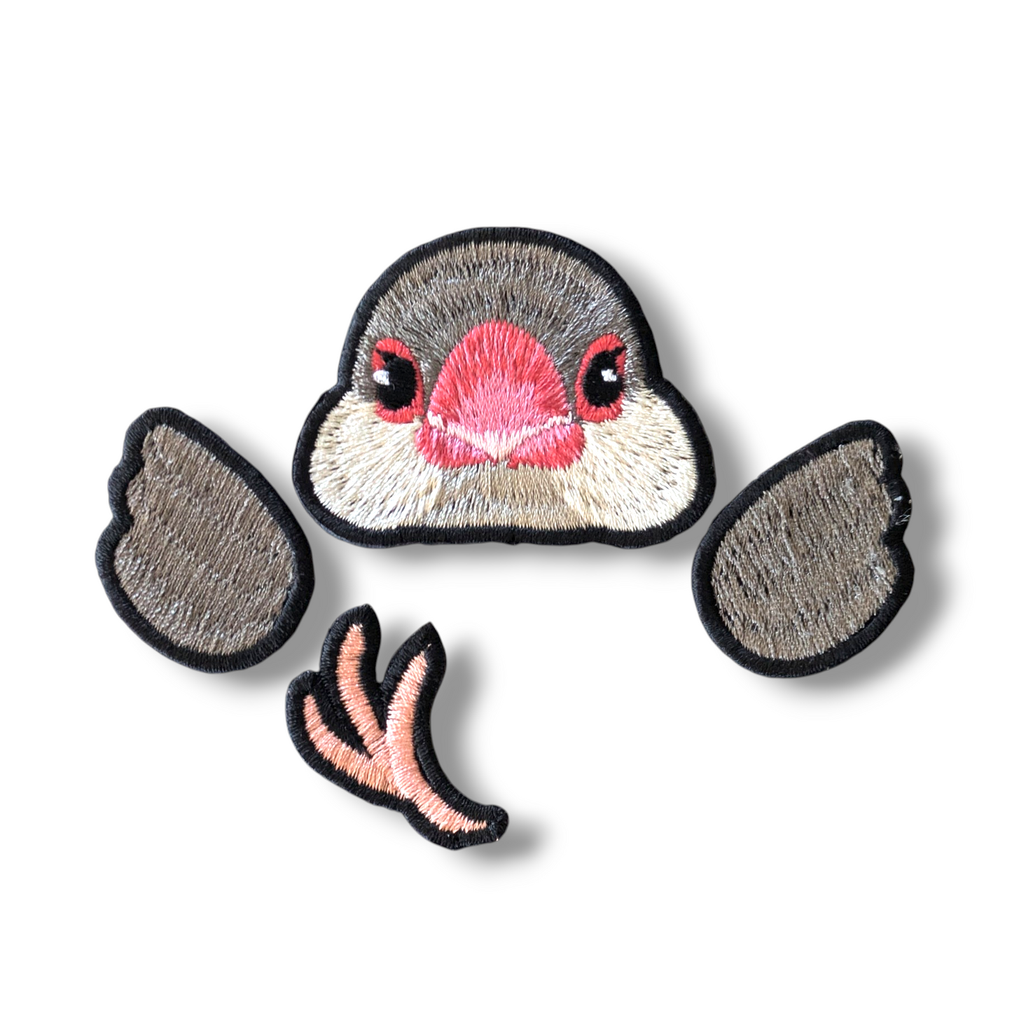 文鳥の証明写真刺繍ワッペン