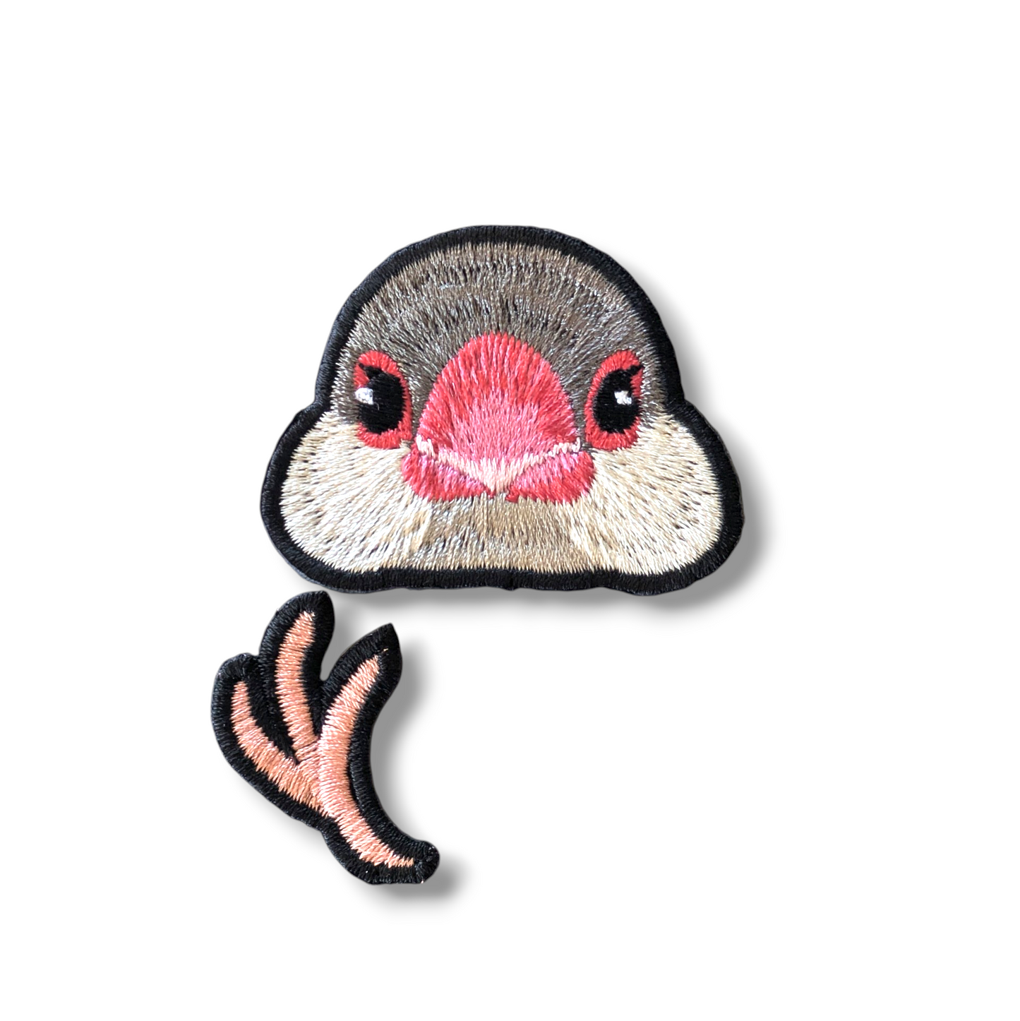 文鳥の証明写真刺繍ワッペン