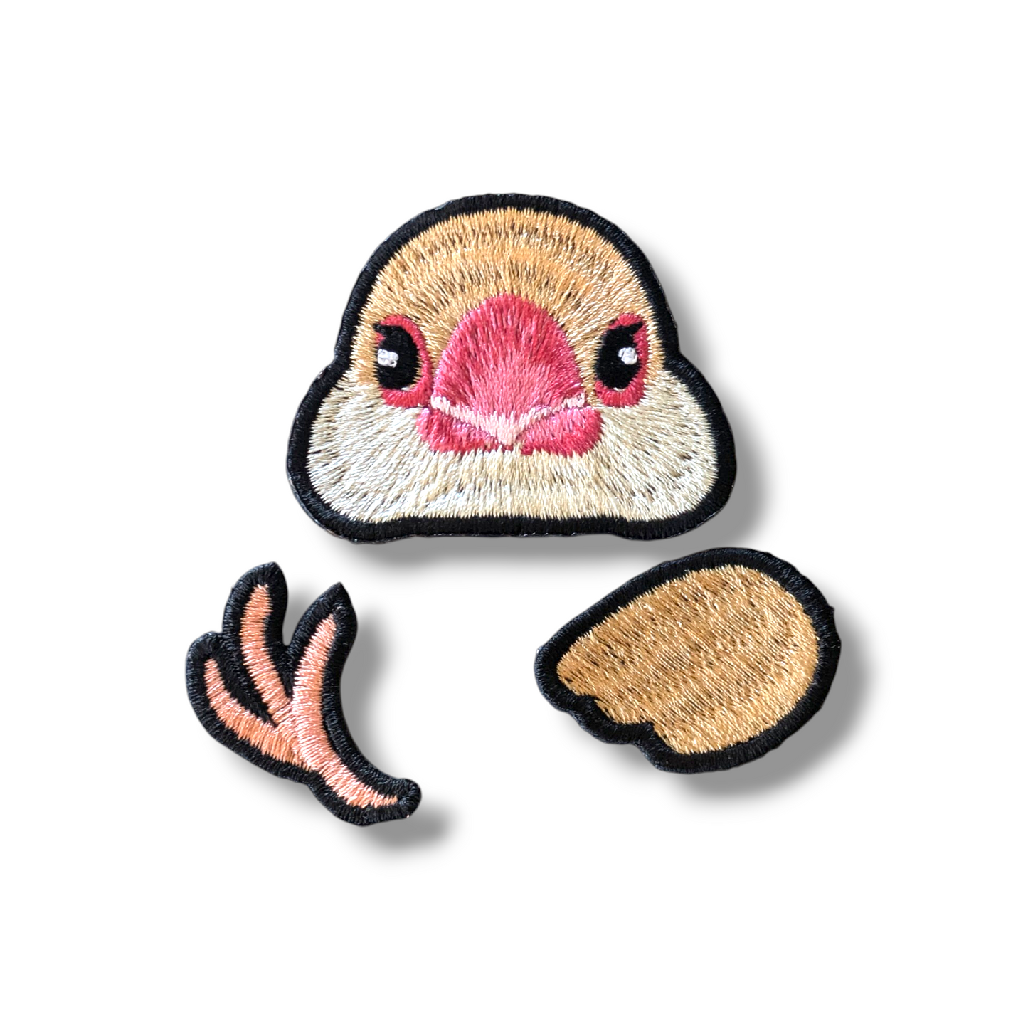 文鳥の証明写真刺繍ワッペン